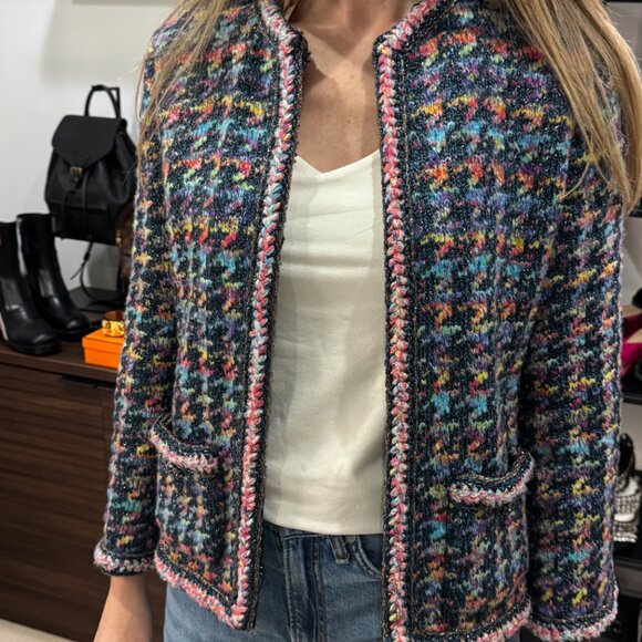 *AUTHENTIC* CHANEL - Multicolor Tweed Jacket, Size 42 - Picture 2 of 16